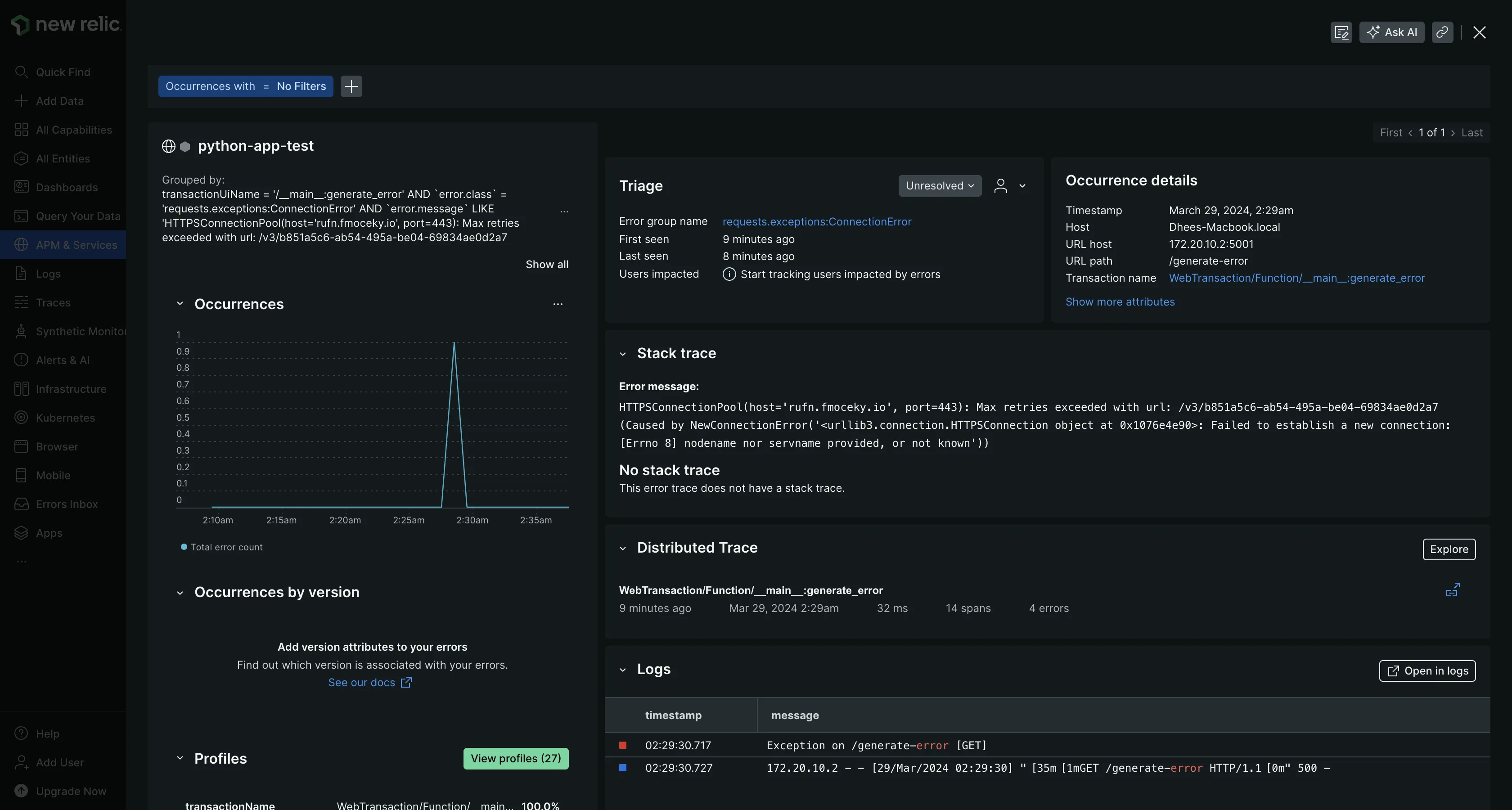 Insights into error details with New Relic’s APM