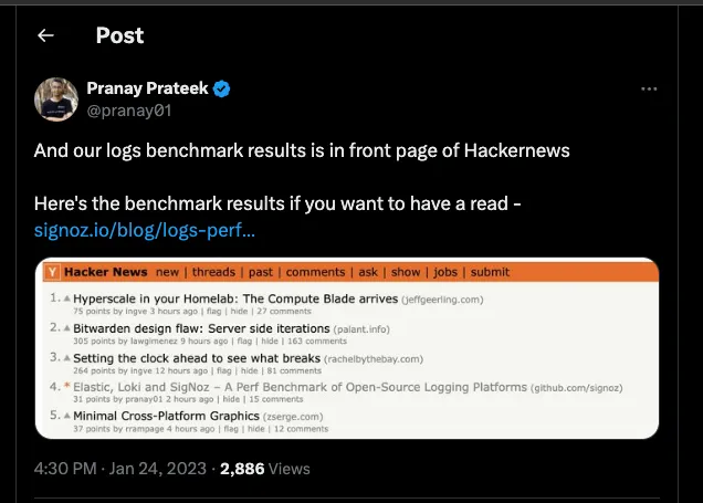 Viral on hackernews