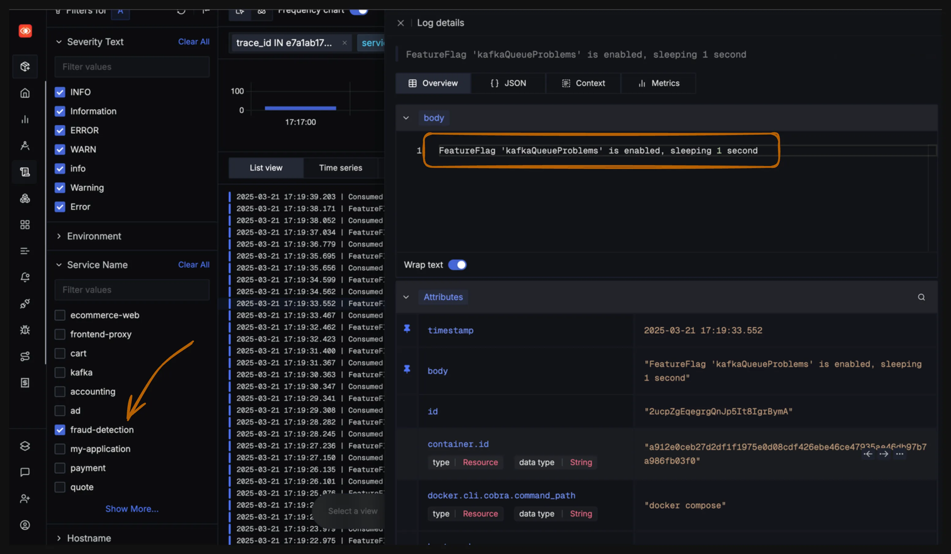 Logstab with fraud detection service logs