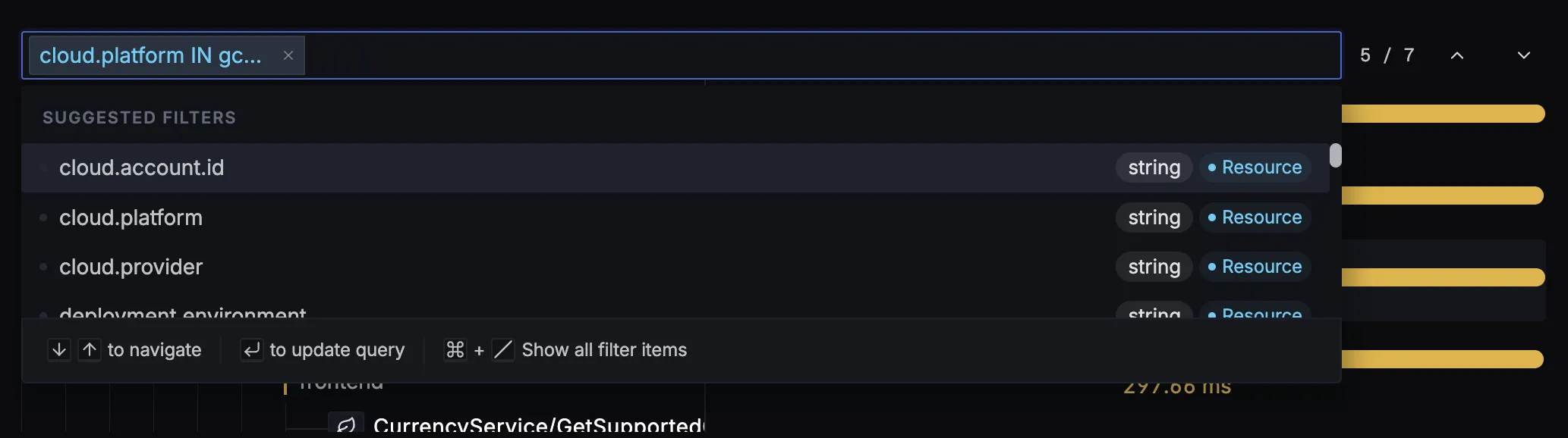 Search spans with attributes