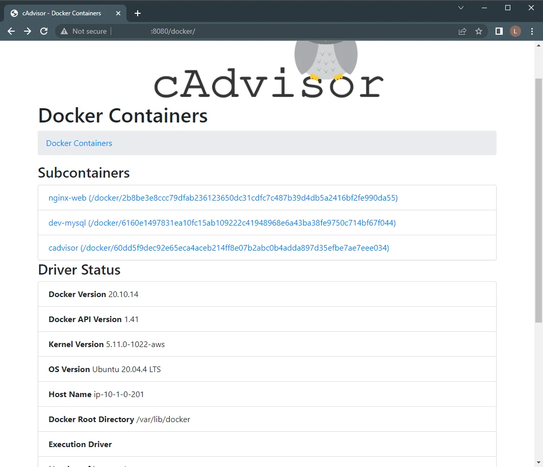 Docker Containers list