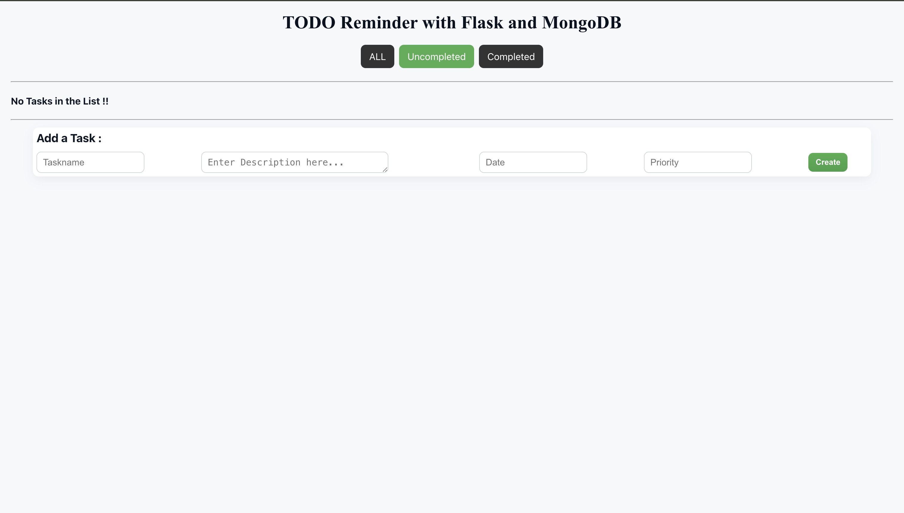 Sample Flask application running locally