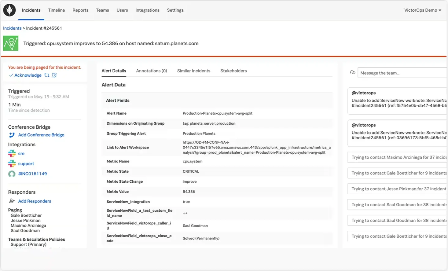 Splunk On-Call Dashboard