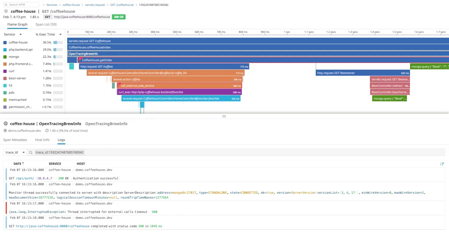 Datadog integrates distributed tracing