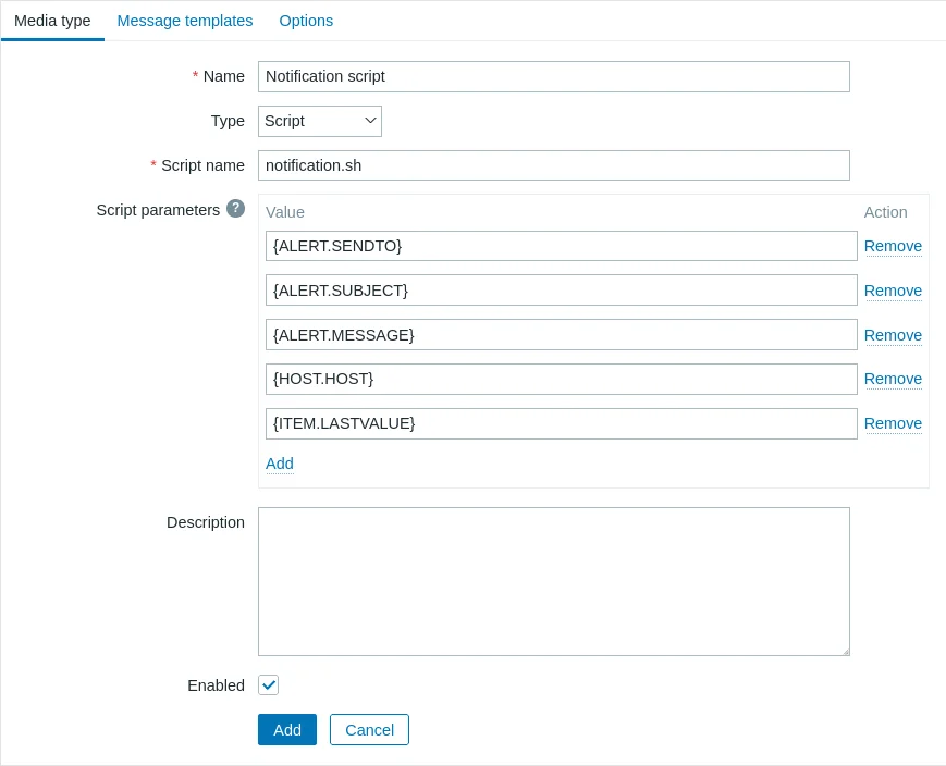 Sending alerts in Zabbix using Custom Scripts