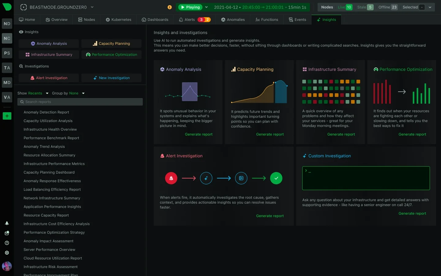Netdata dashboard