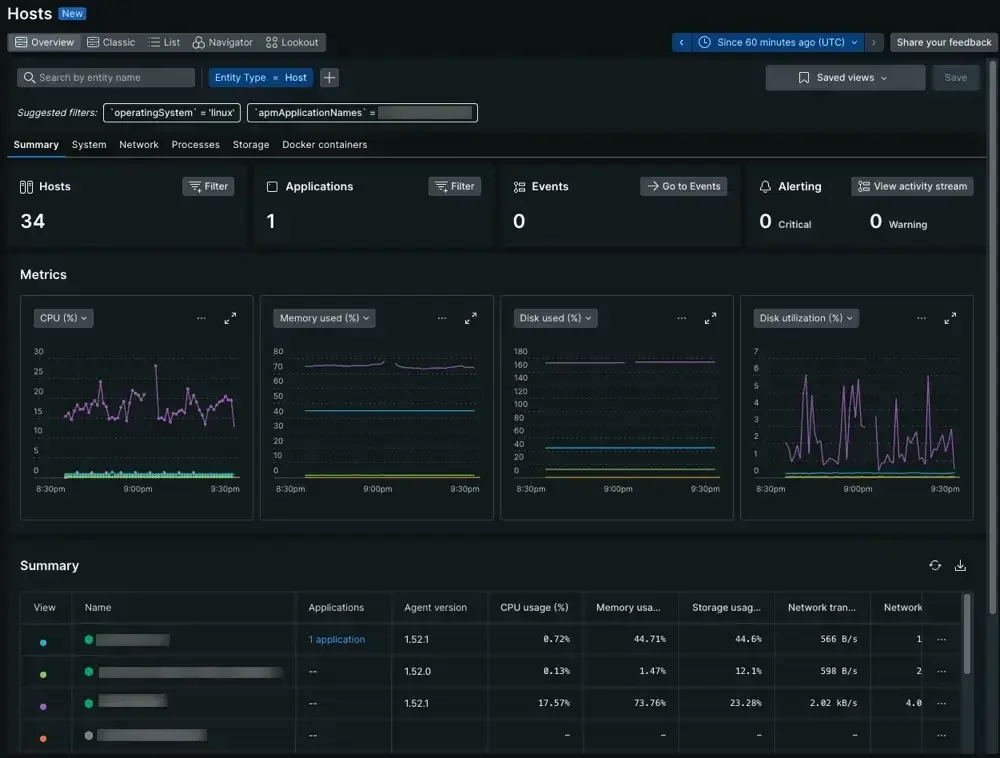 New Relic dashboard (credits: New Relic)