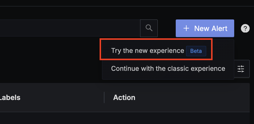 Create alerts (try new experience)