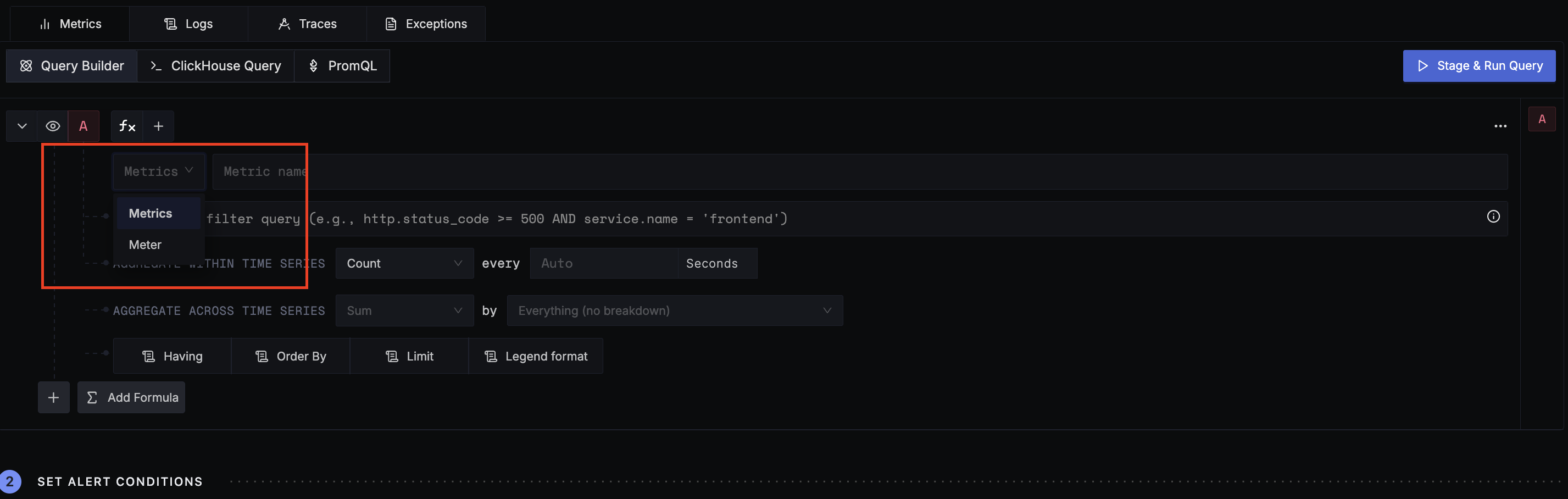 Select Meter source in the dropdown