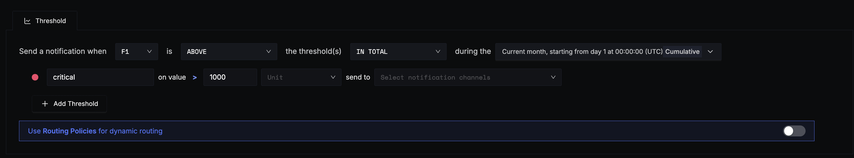 Threshold condition for monthly billing