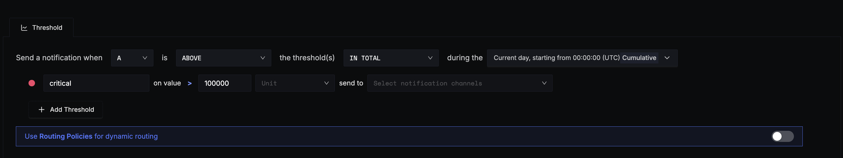 Threshold for any service exceeding 1M spans in a day