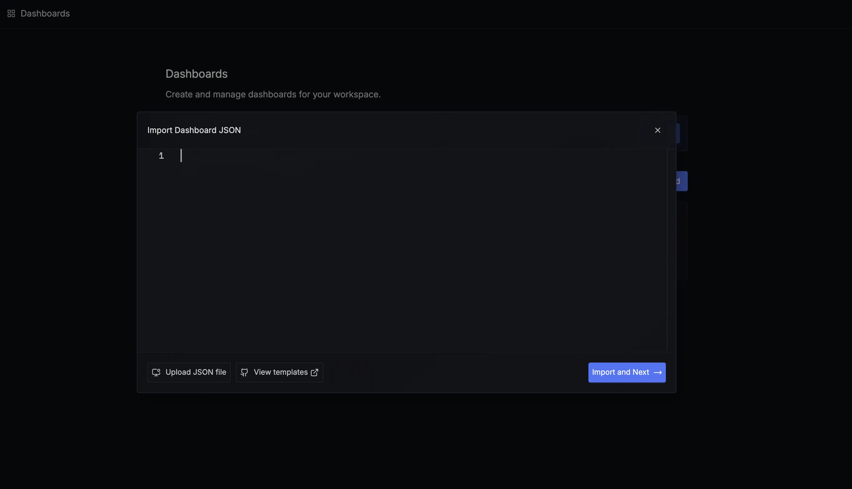 Paste or Upload Dashboard JSON