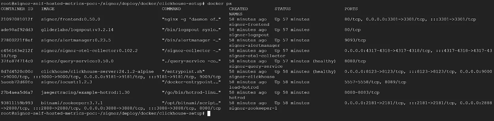 SigNoz Self-Hosted using Docker.