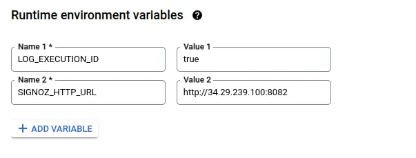Cloud Function Runtime Environment Variables