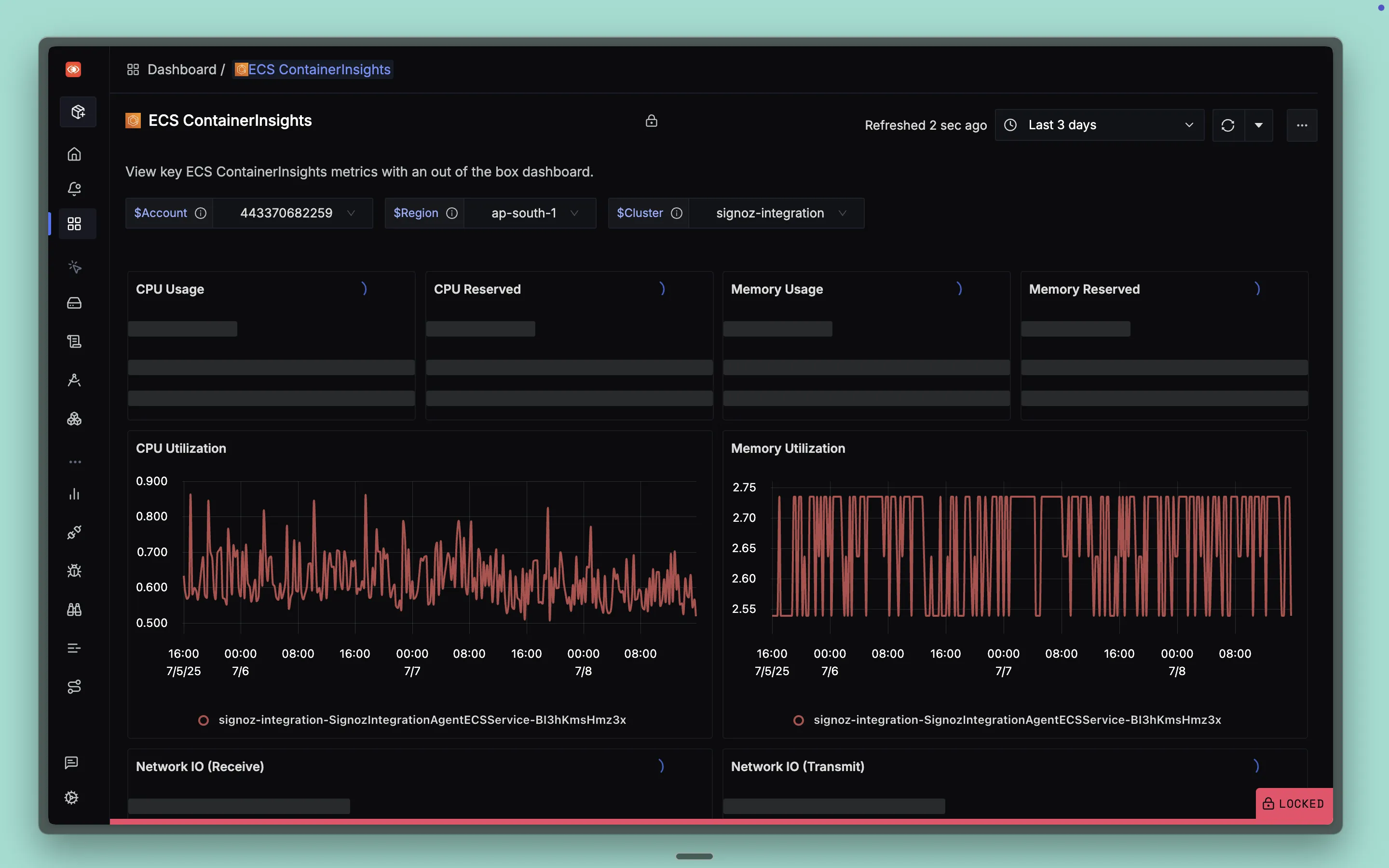 ECS Container Insights Dashboard