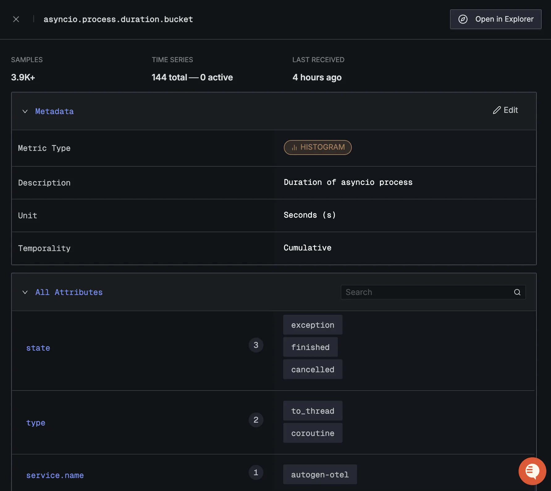 AutoGen Detailed Metrics View