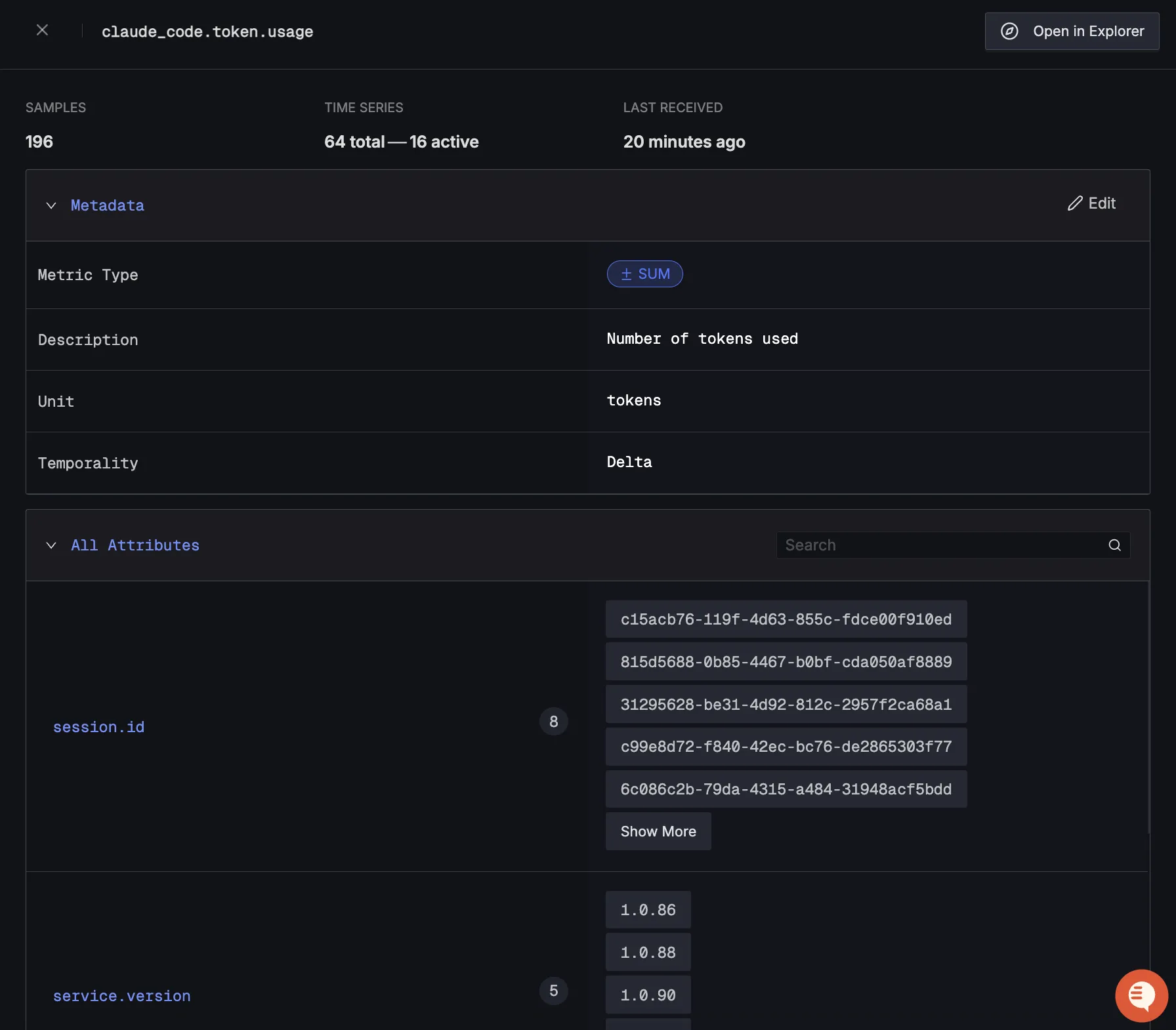 Detailed Metrics View