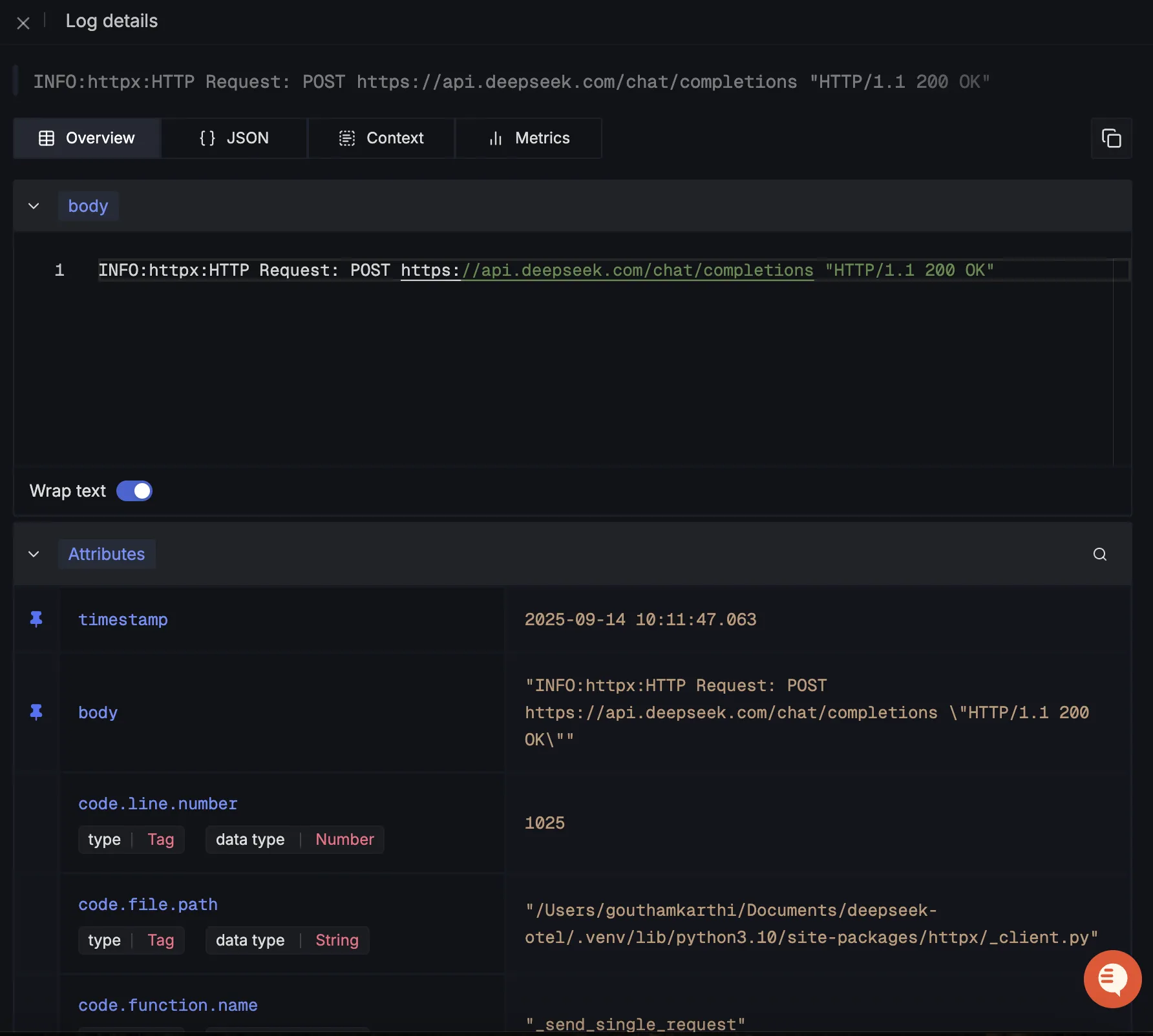 DeepSeek Detailed Log View