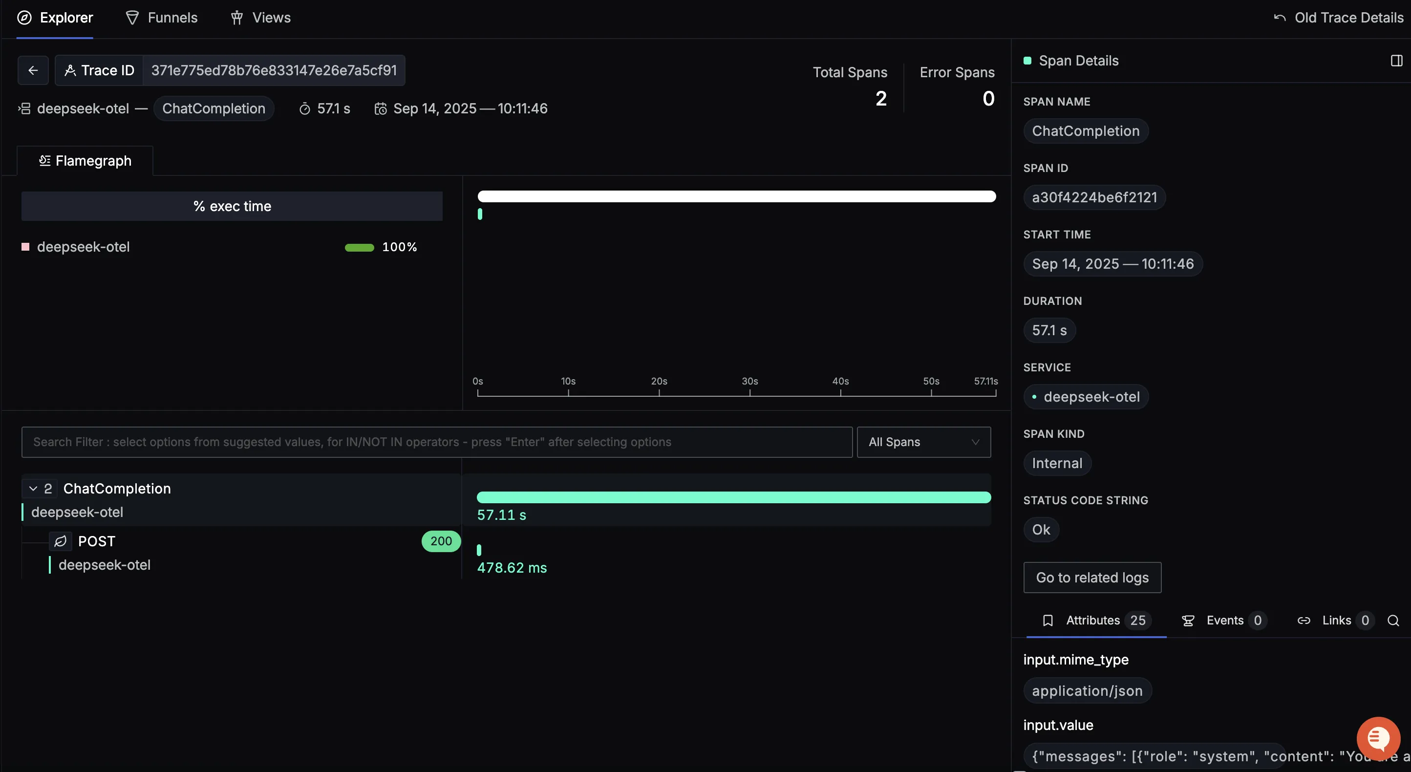 DeepSeek Detailed Trace View