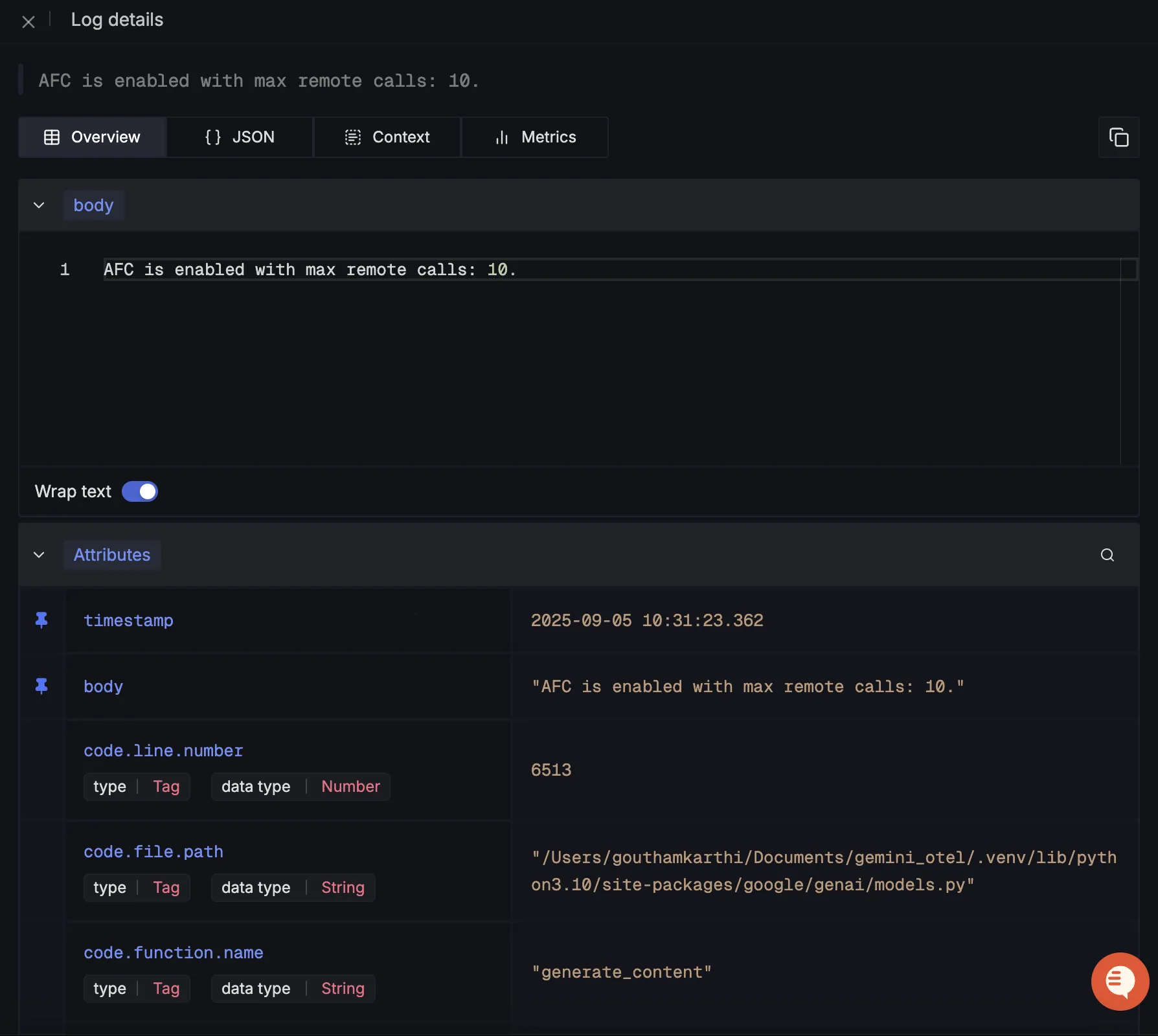 Gemini log details