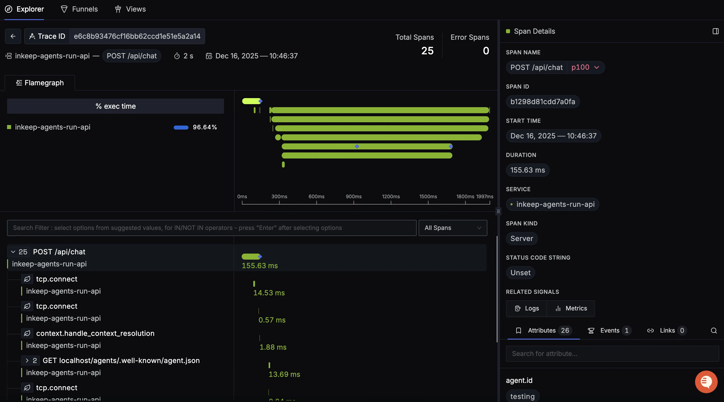 Inkeep Detailed Trace View