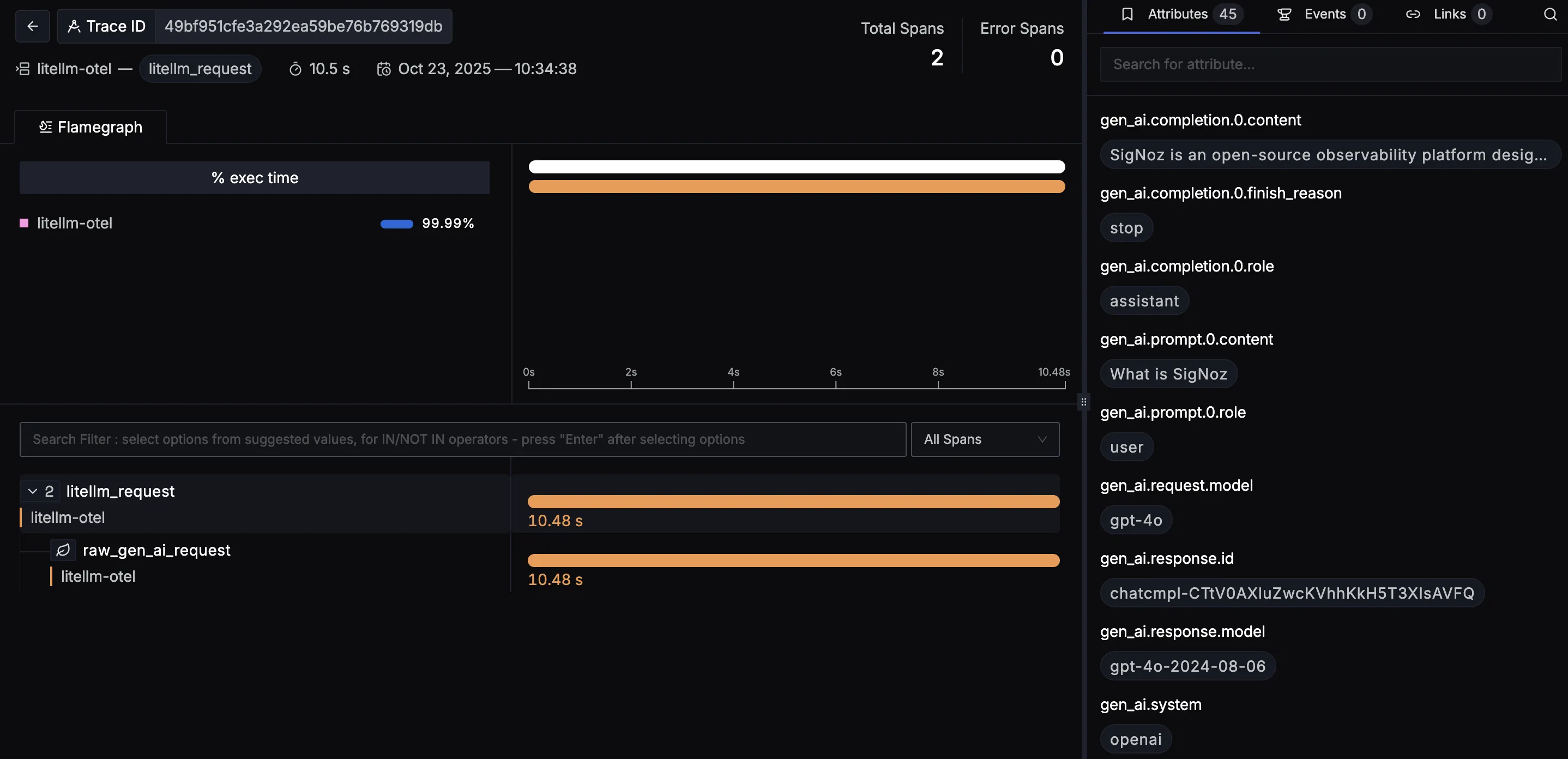 LiteLLM Detailed Trace View