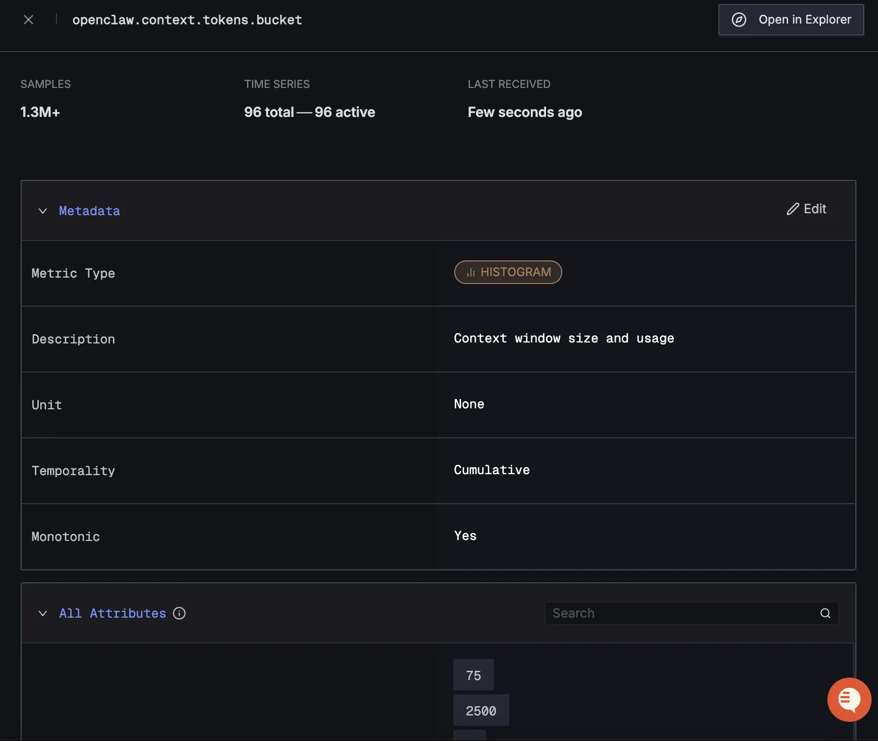 OpenClaw Detailed Metrics View