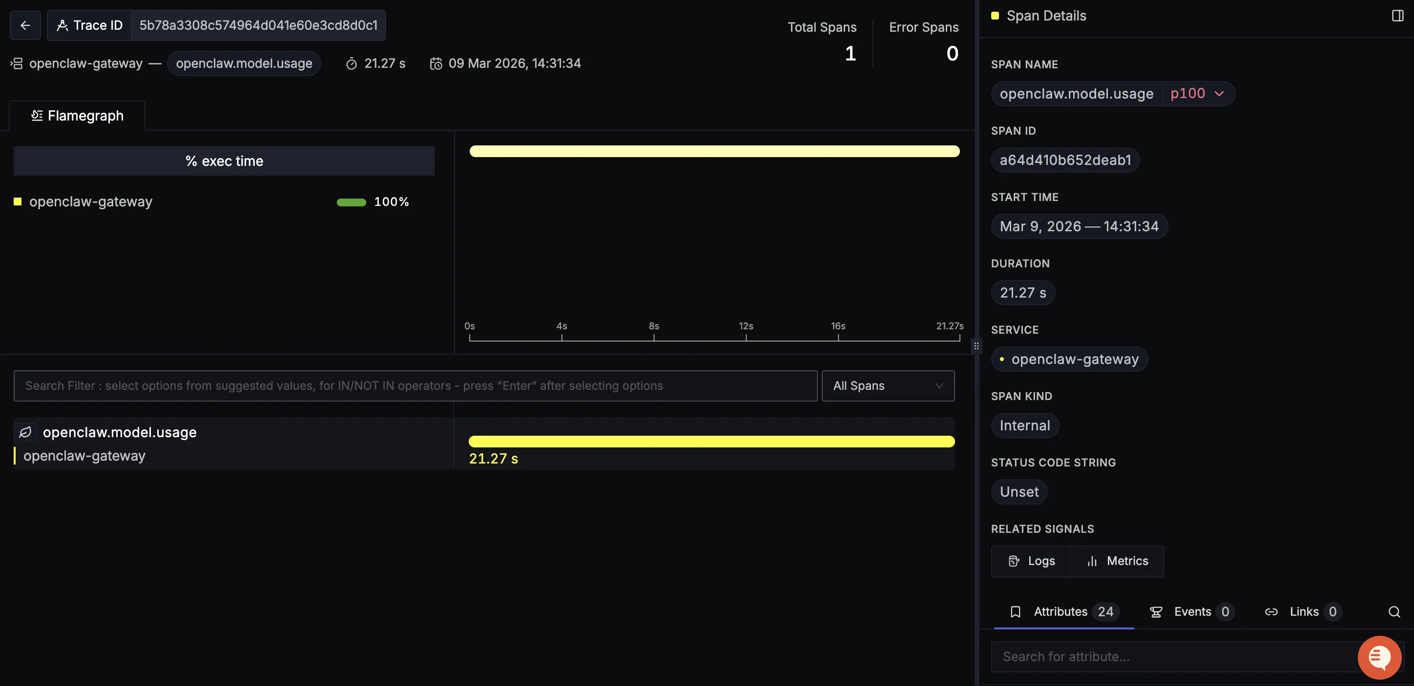 OpenClaw Detailed Trace View