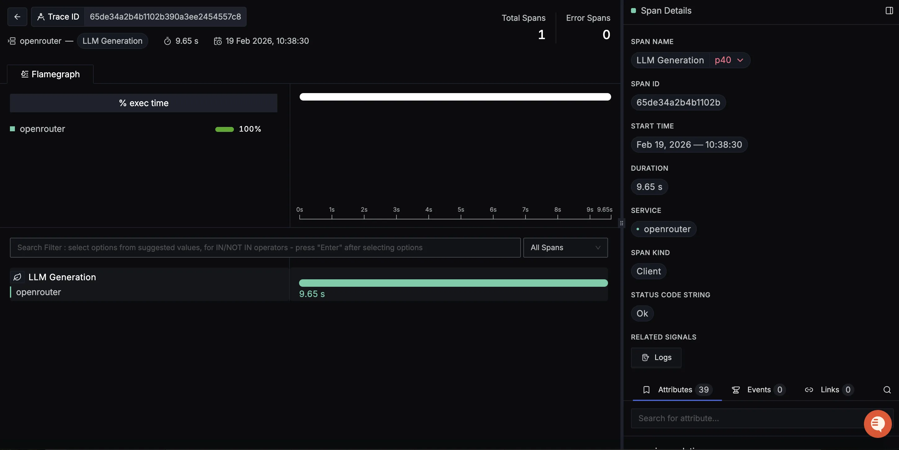 OpenRouter Detailed Trace View