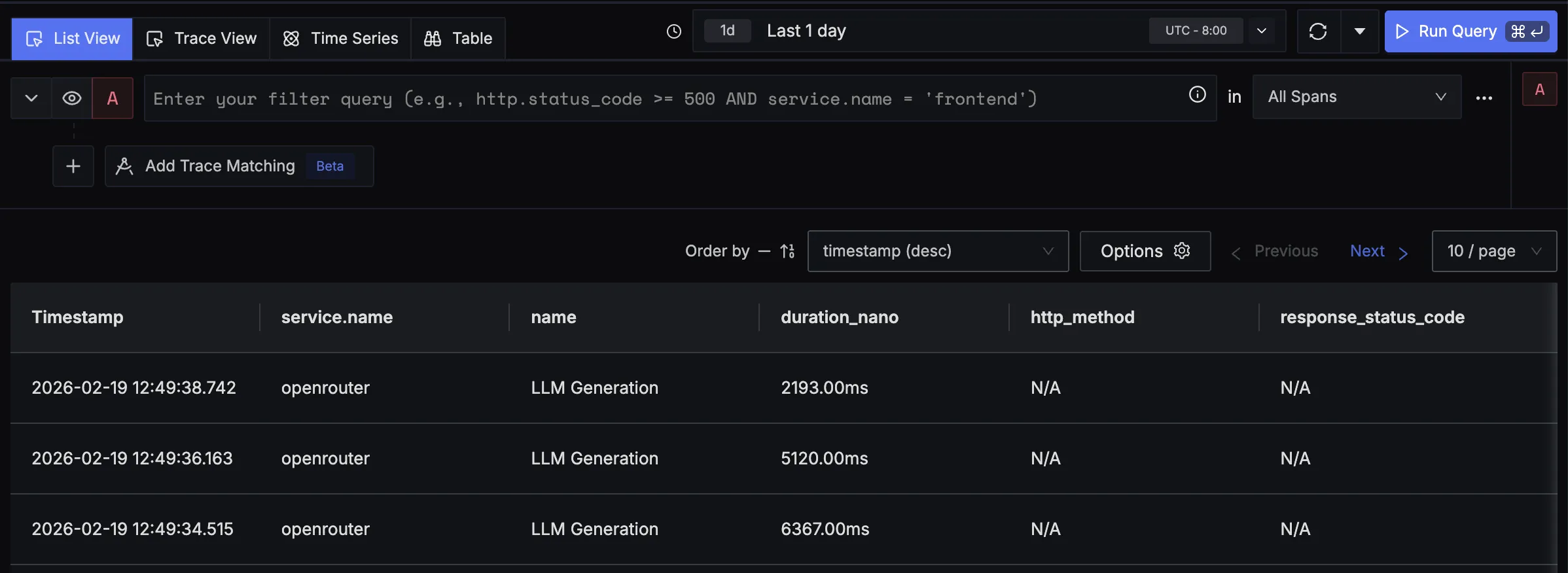 OpenRouter Trace View