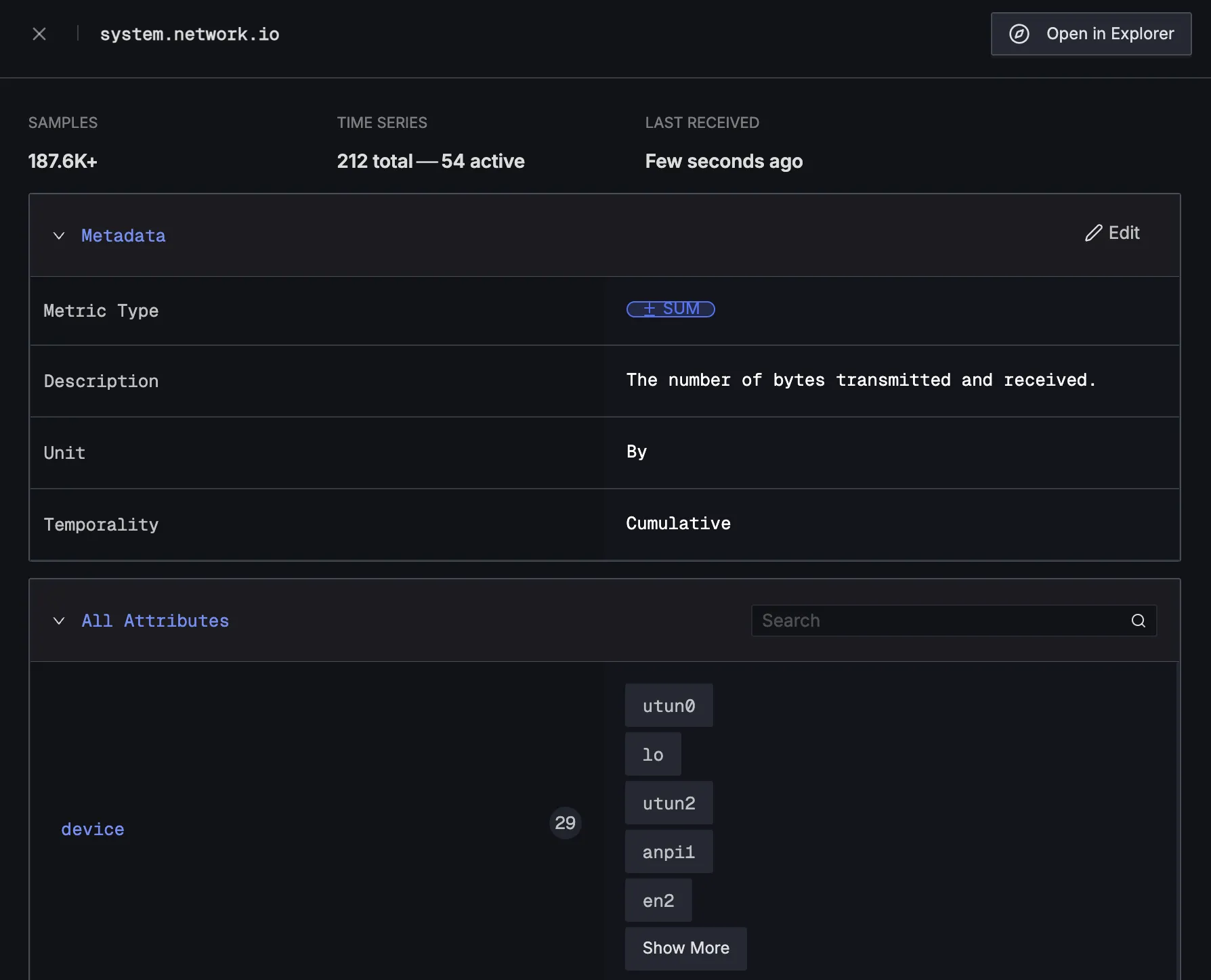 Pydantic Detailed Metrics View