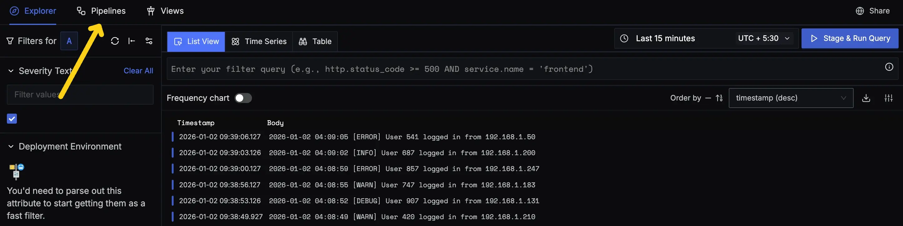 Navigate to Log Pipelines