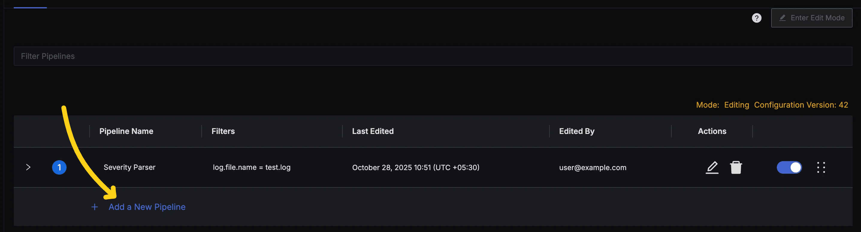 Add a New Pipeline button