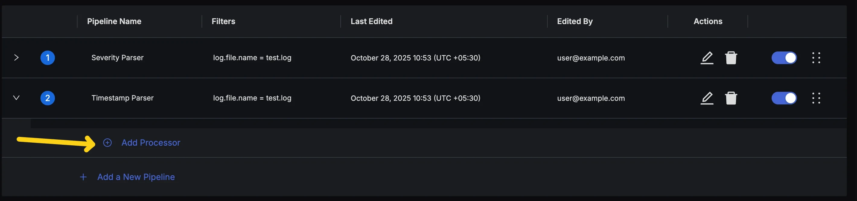Add Processors Button