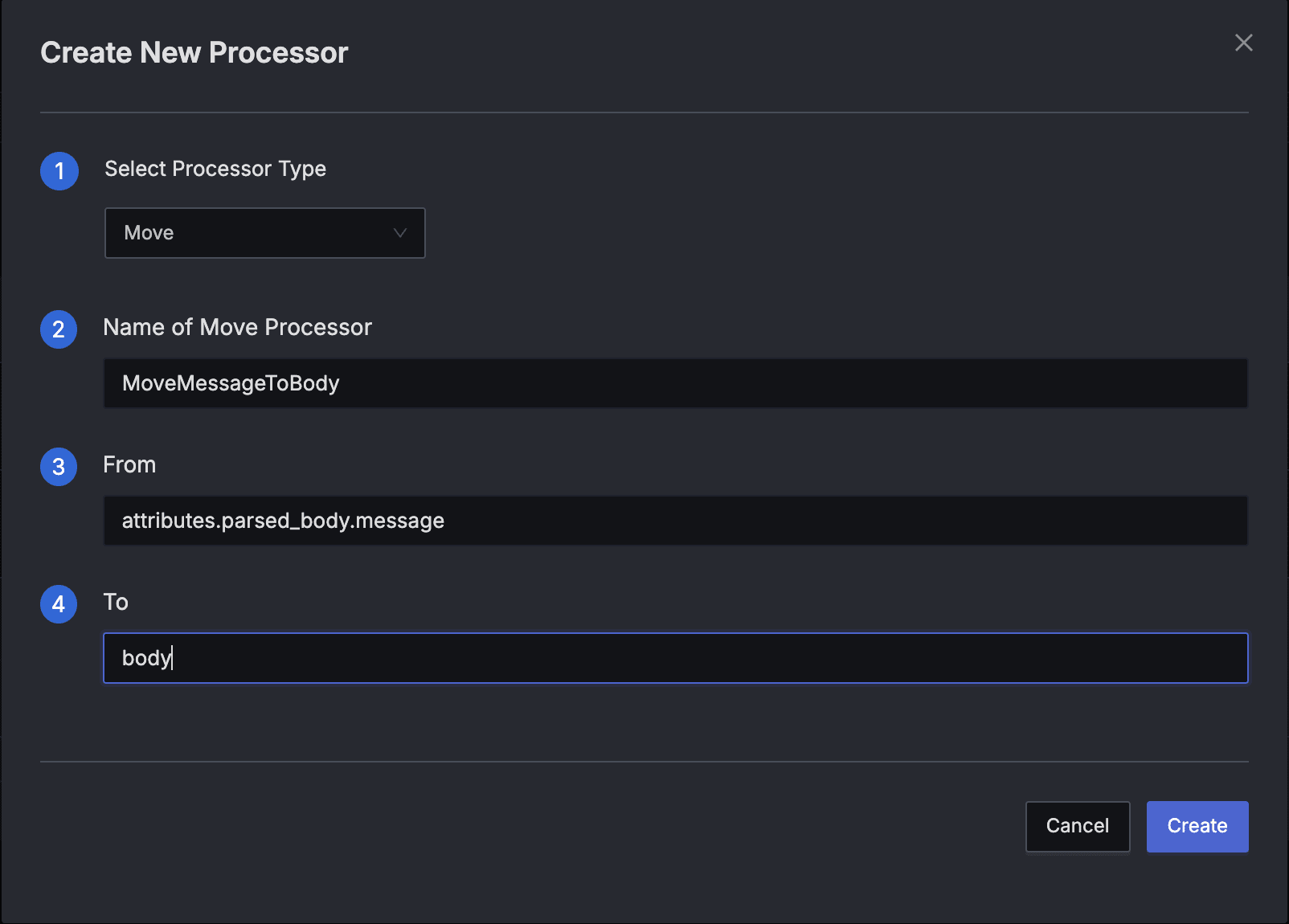 Extract Message field to Body