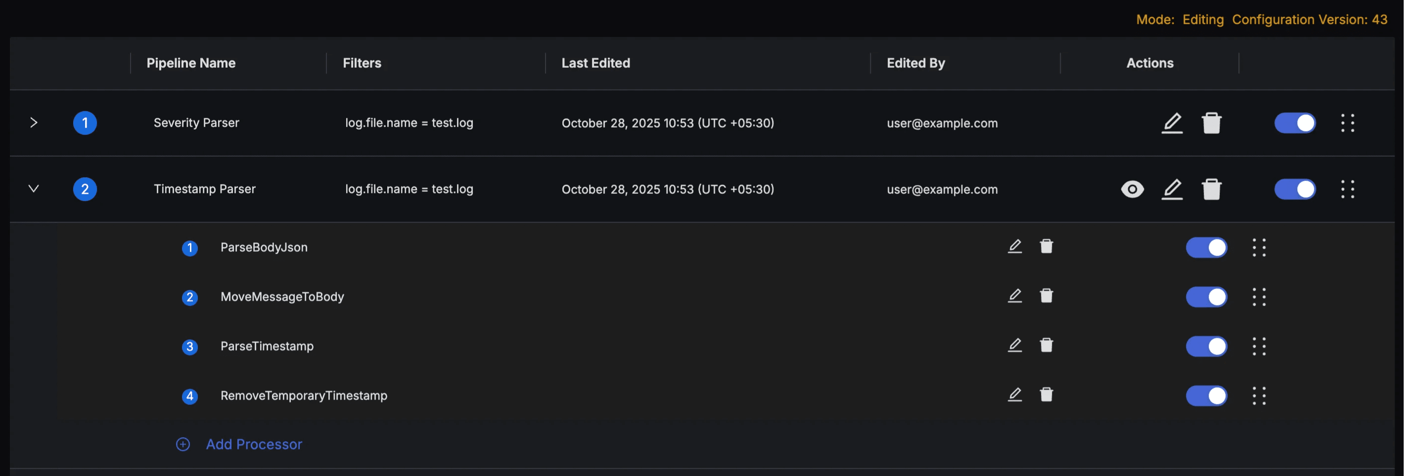 Pipeline with all the processors
