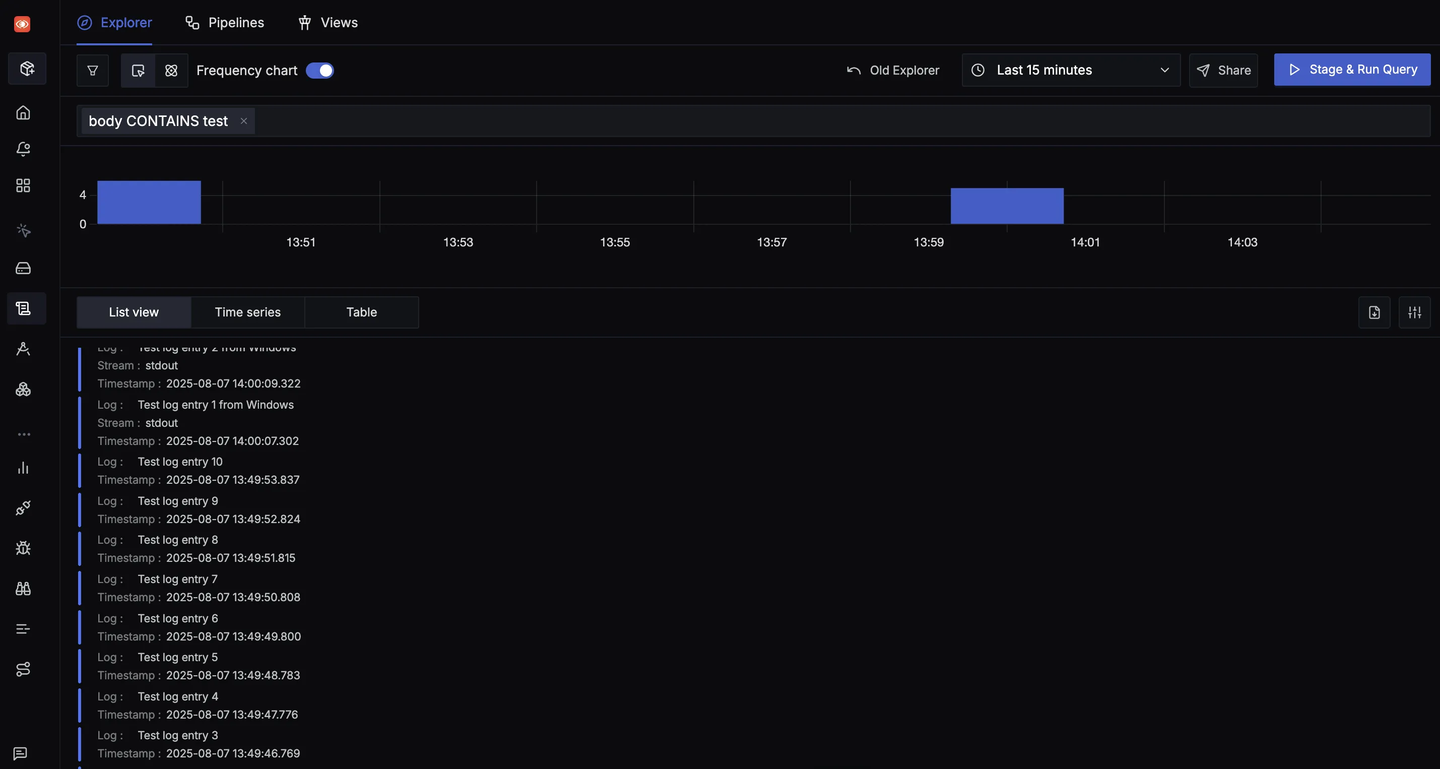 Docker container logs visible in SigNoz