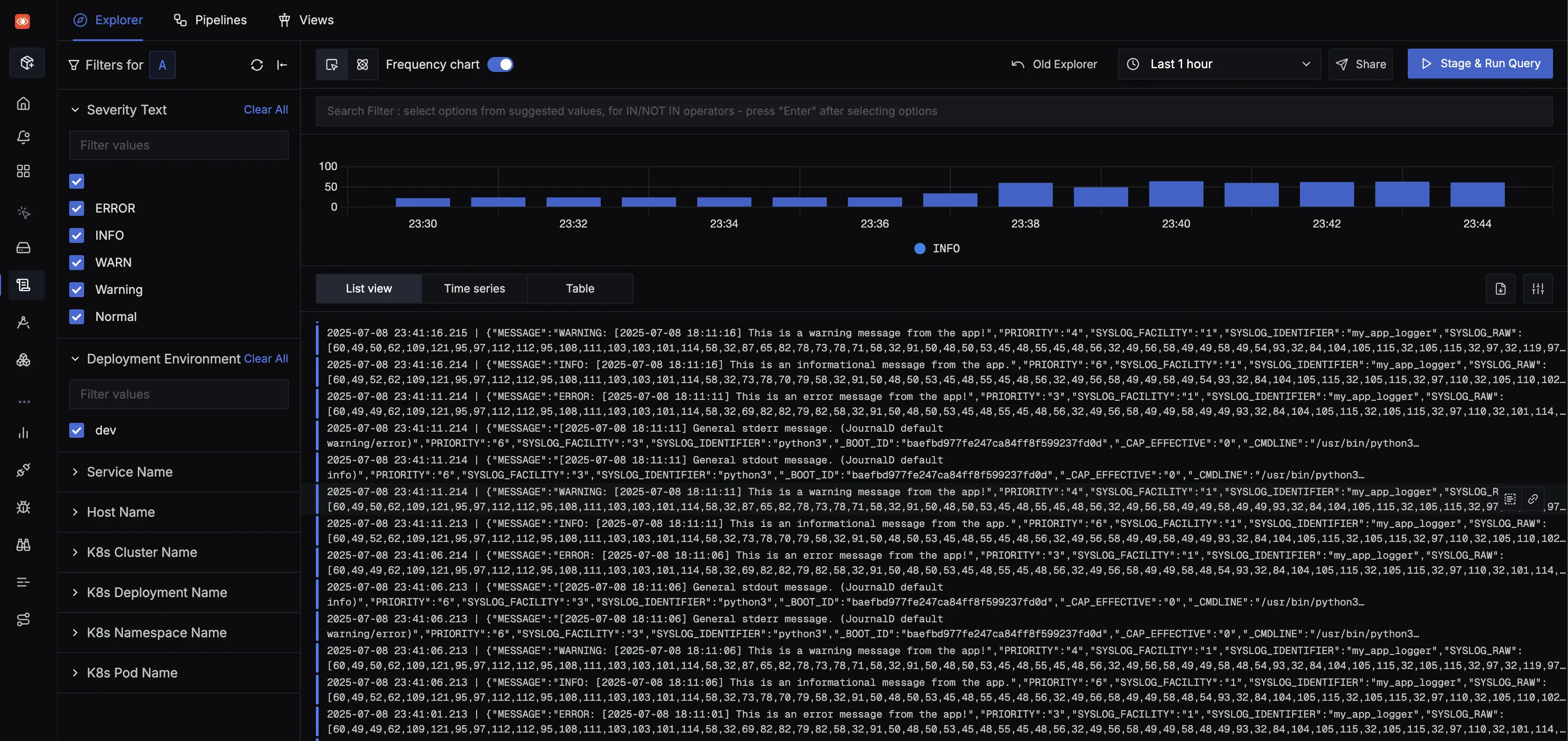 SystemD logs visible in SigNoz