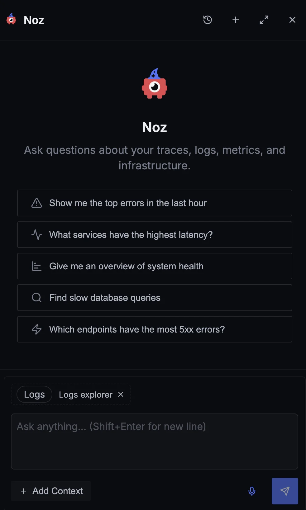 Noz - SigNoz's In-Product AI Teammate & Assistant | SigNoz Docs