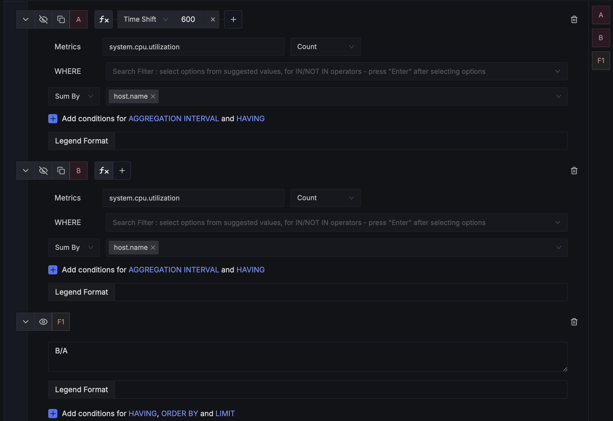 Query config for No Data Alerts for Group