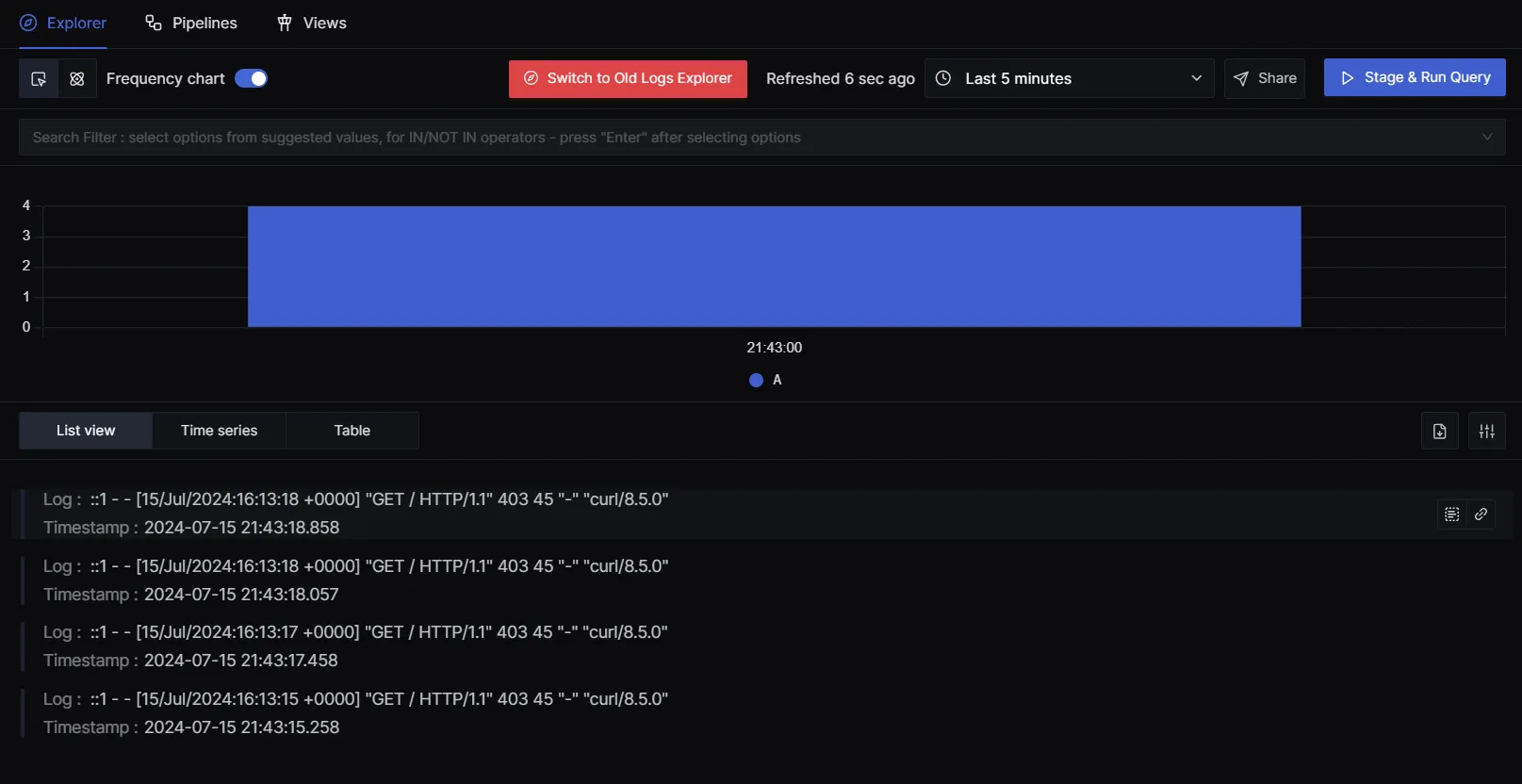 Visualizing and monitoring Apache logs in Signoz Dashboard