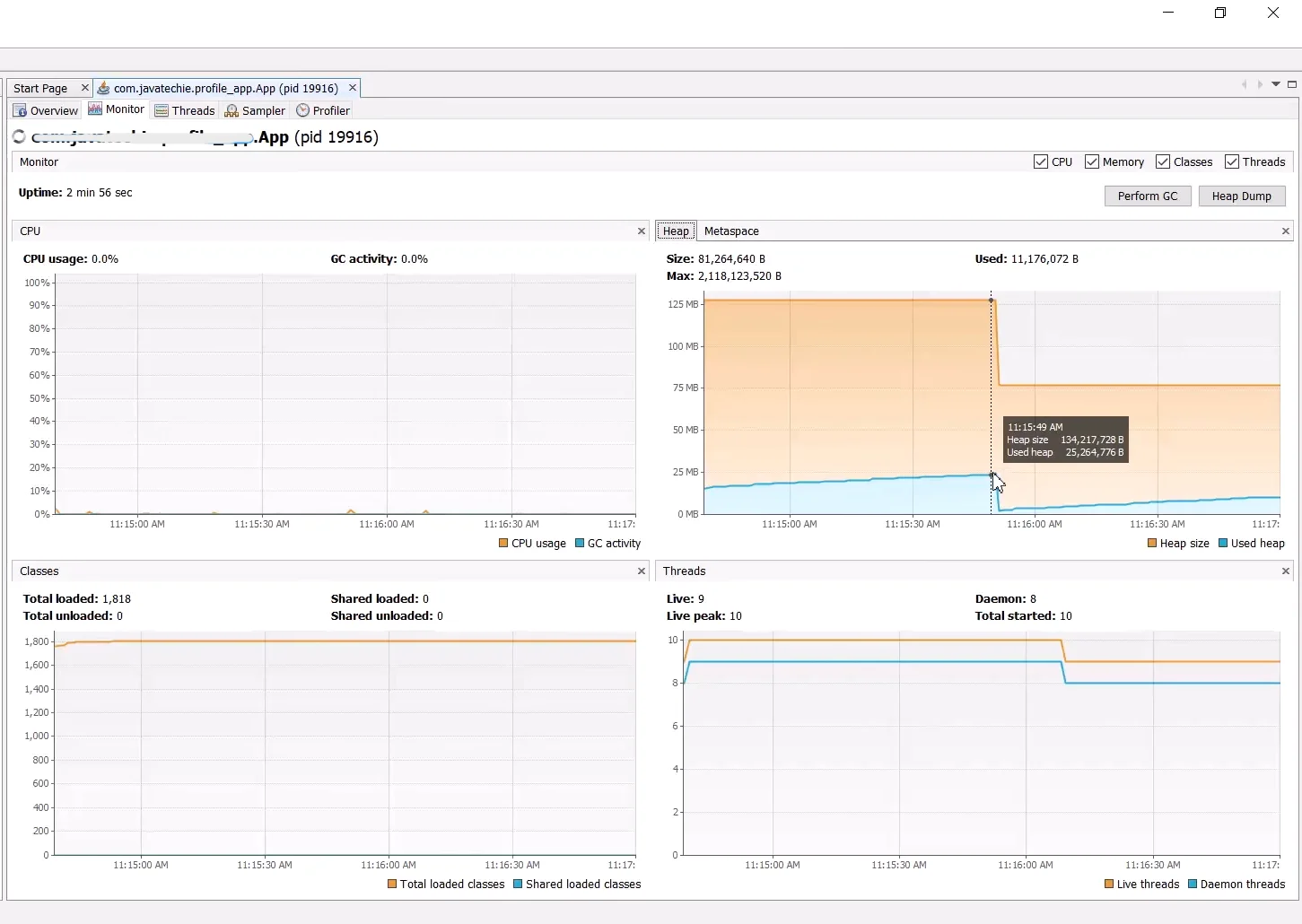 Profiling in Visual VM