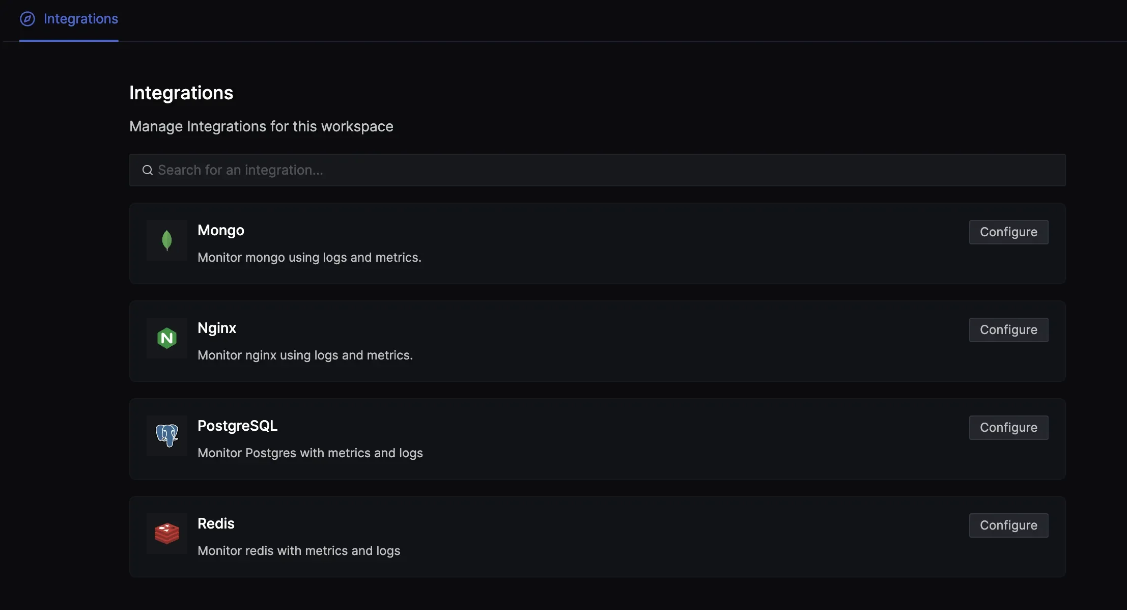 Different pre-built community integrations