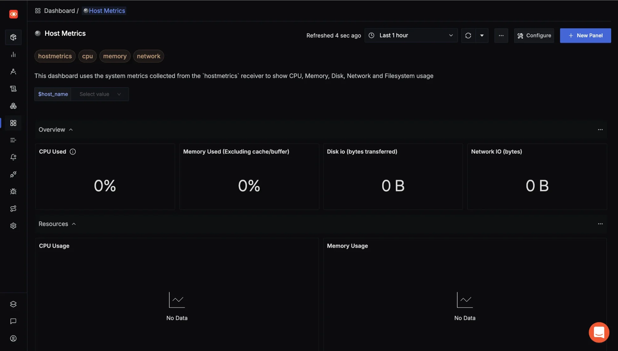 Selecting host_name for dashboard view