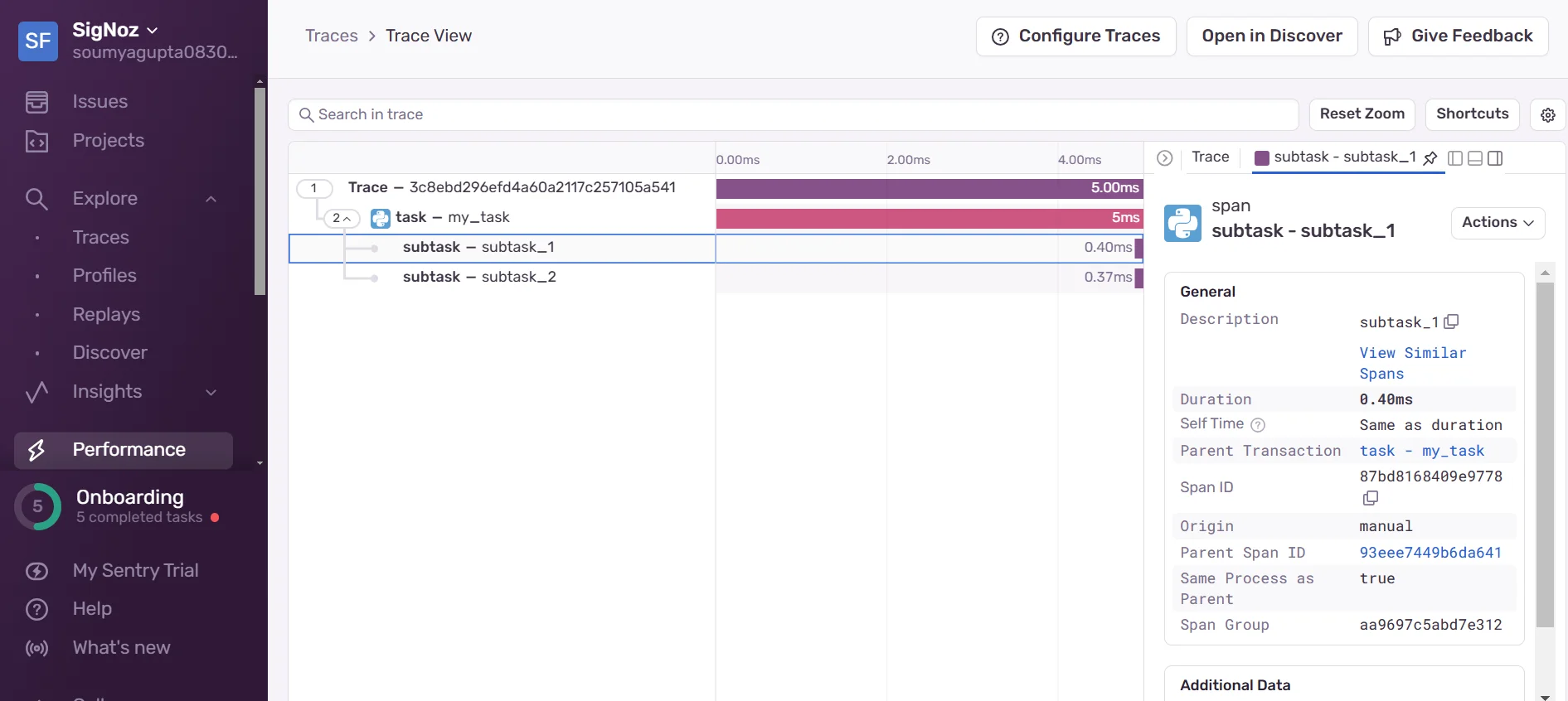 Trace View Page