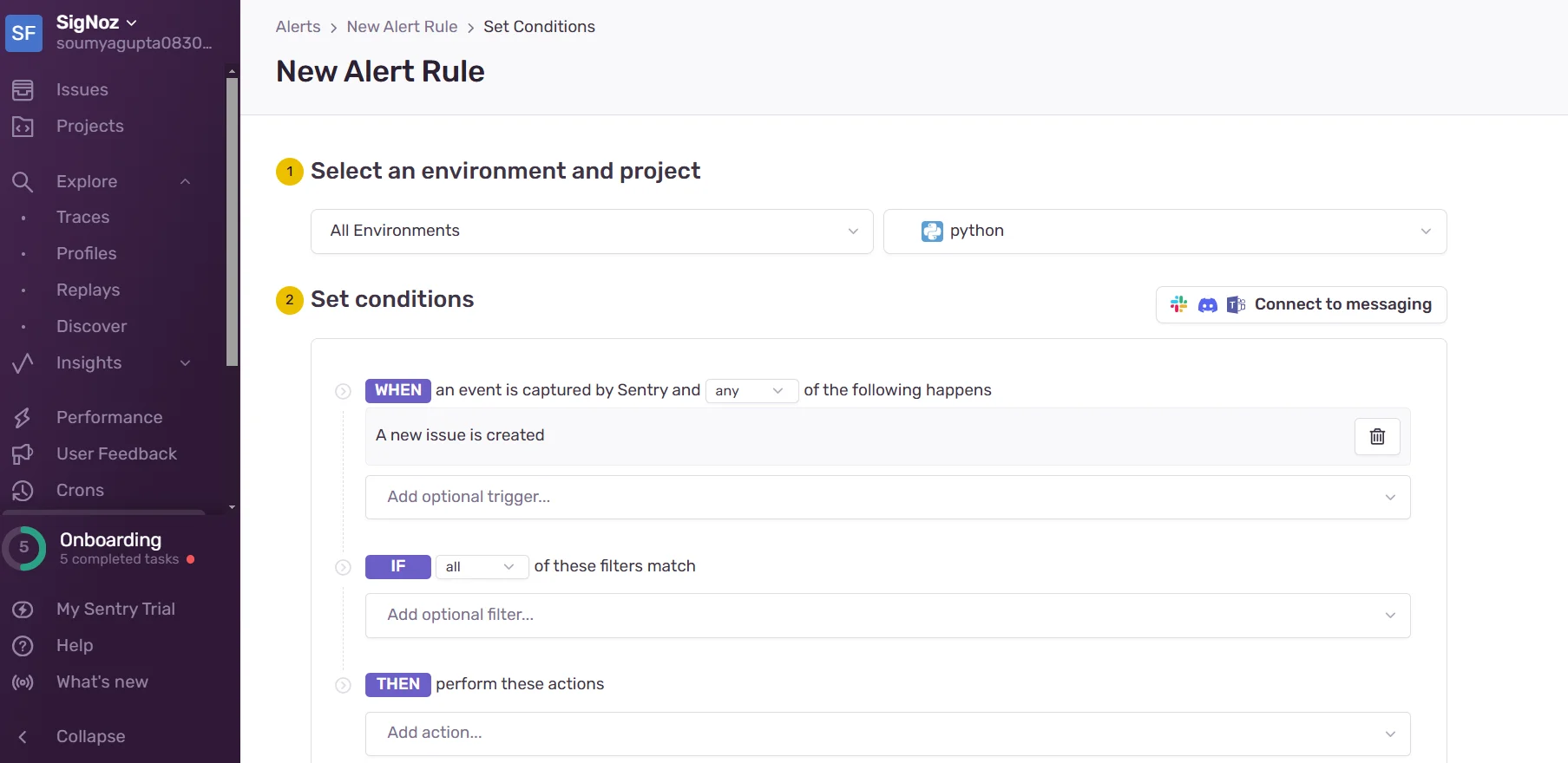 Sentry New Alert Rule