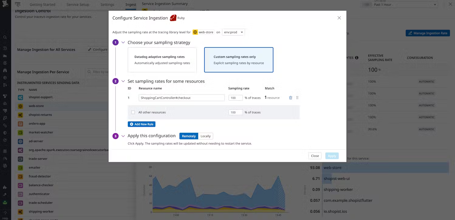 Datadog sampling controls
