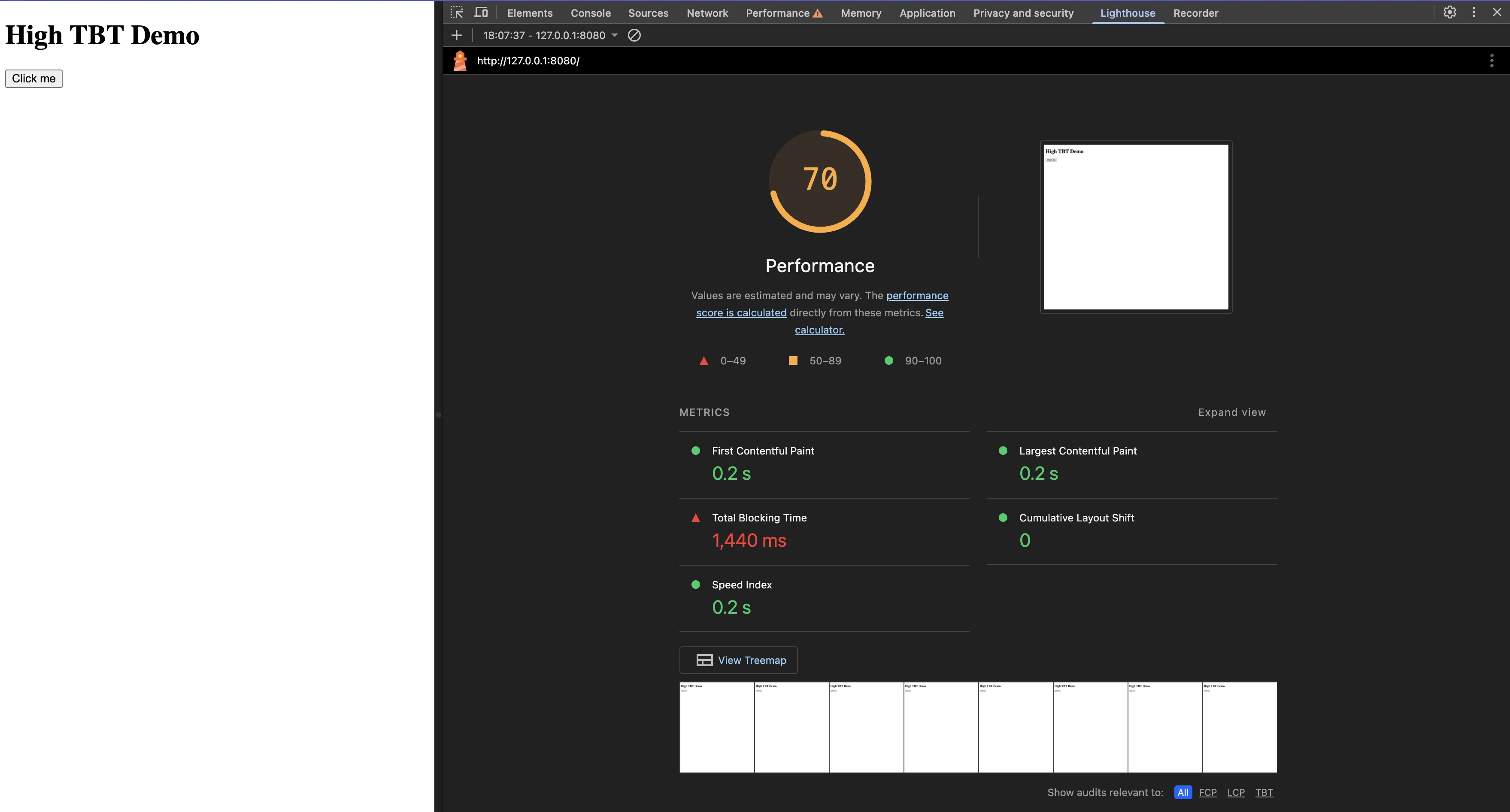 High TBT as a result of java script blocking main thread