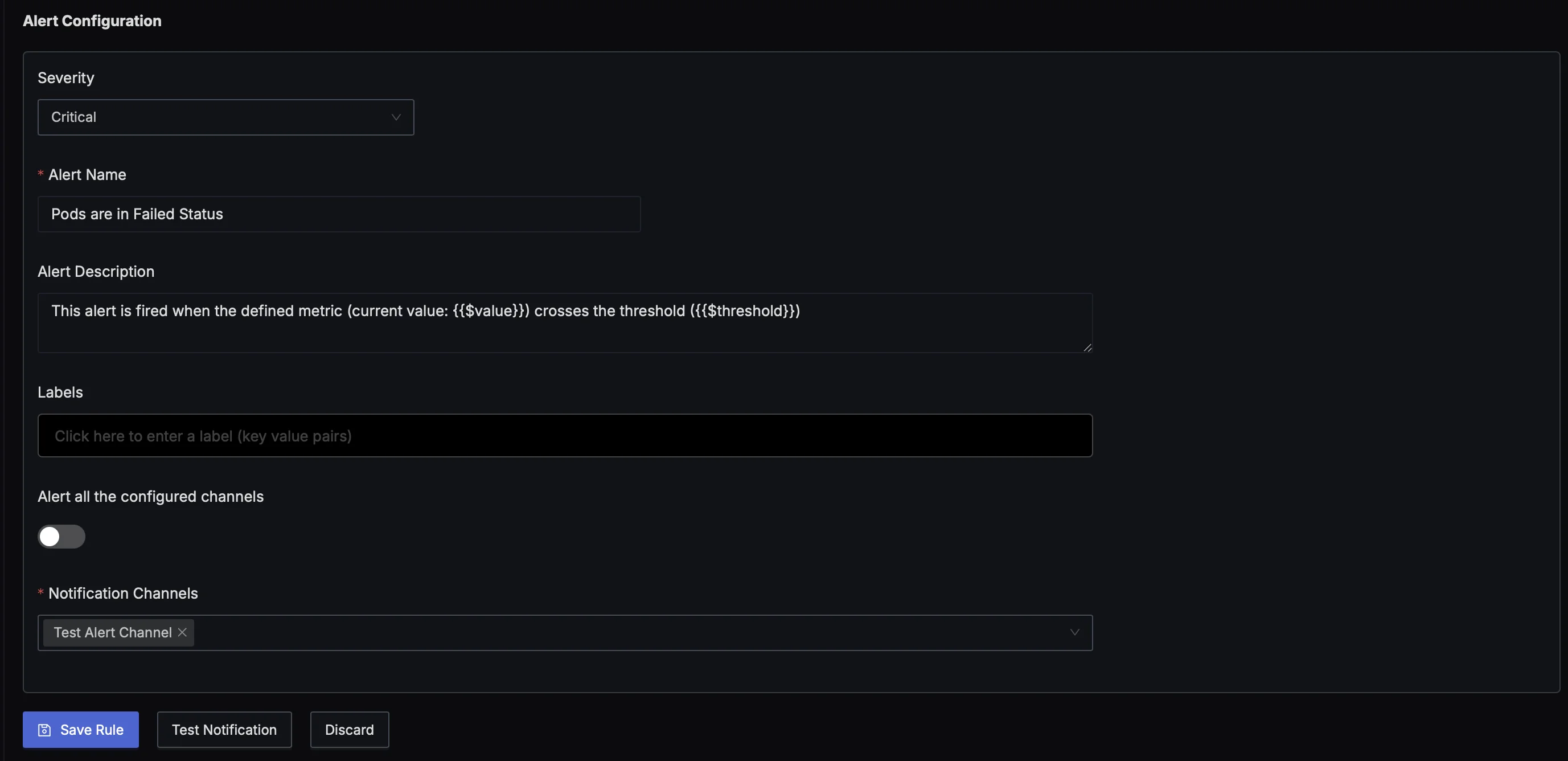 Configuring Alert with Threshold and Notification Channel