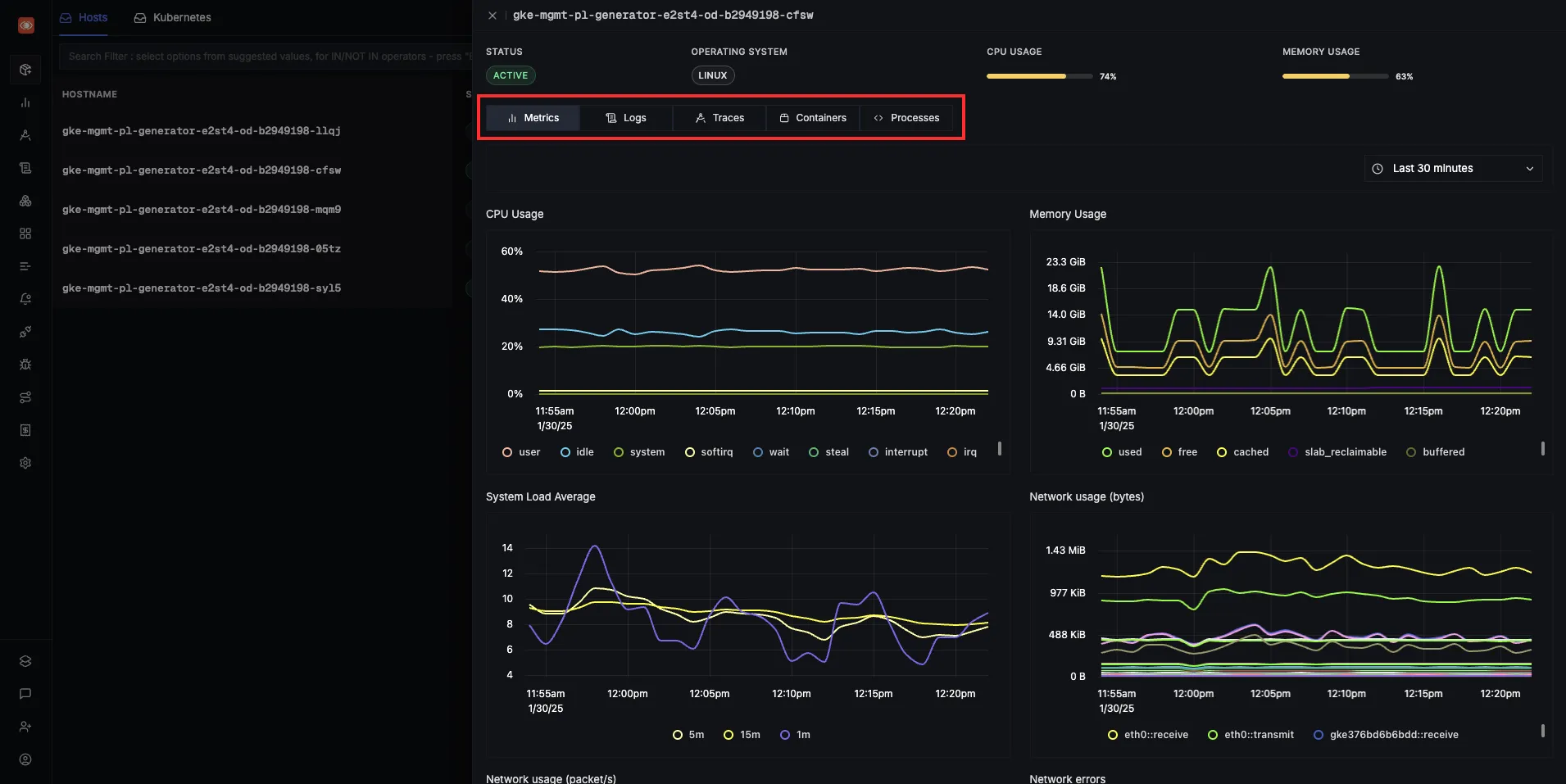 OpenTelemetry host metrics, logs, and traces visualization in SigNoz